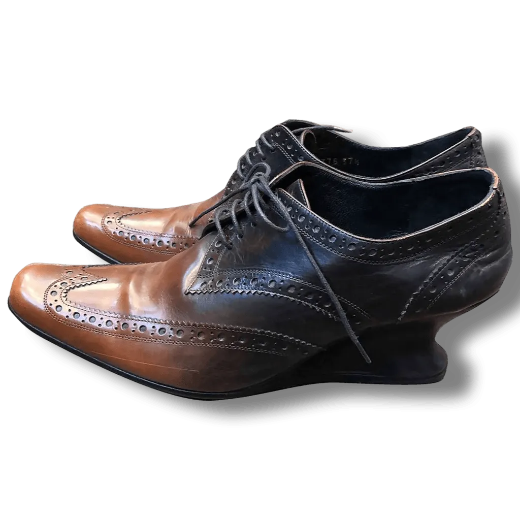 DRIES VAN NOTEN Lace-Up Black & Brown Ombré Oxfords Shoes | Size US 7 - EU 37