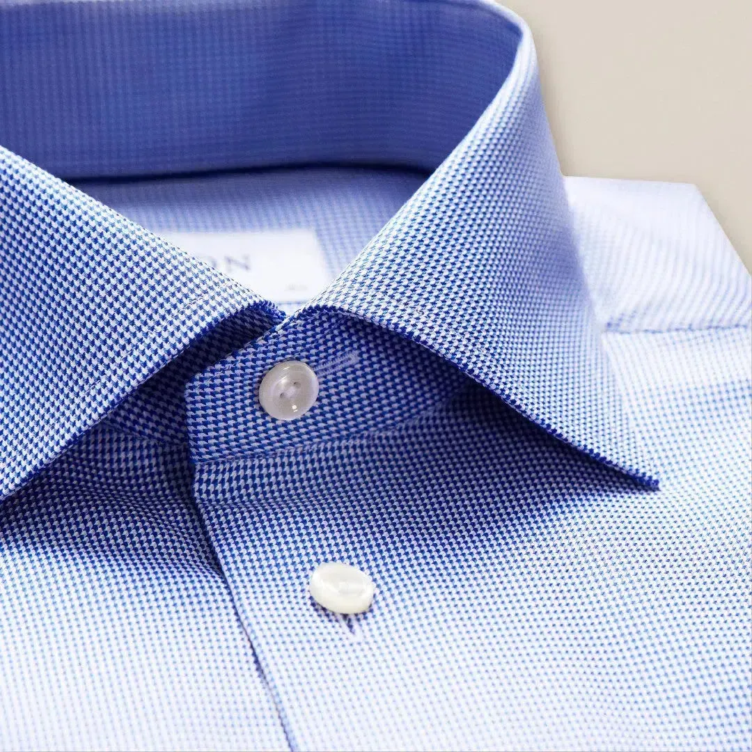 ETON Contemporary Fit Fine Houndstooth Shirt Dark Blue