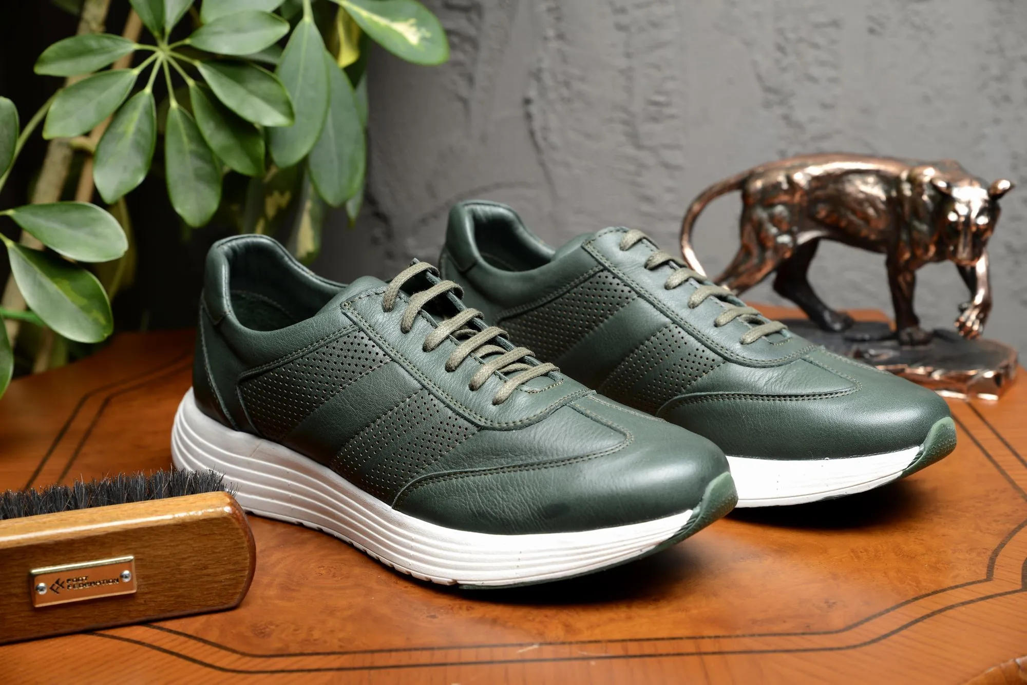 FOOT FEDERATION CITY LACE-UP SNEAKER MENS SHOE ARMY GREEN