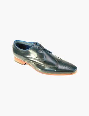 FRONT Mens Long Semi - Square Tyson Derby  Lace Up Shoes Navy UK 7 to UK 12