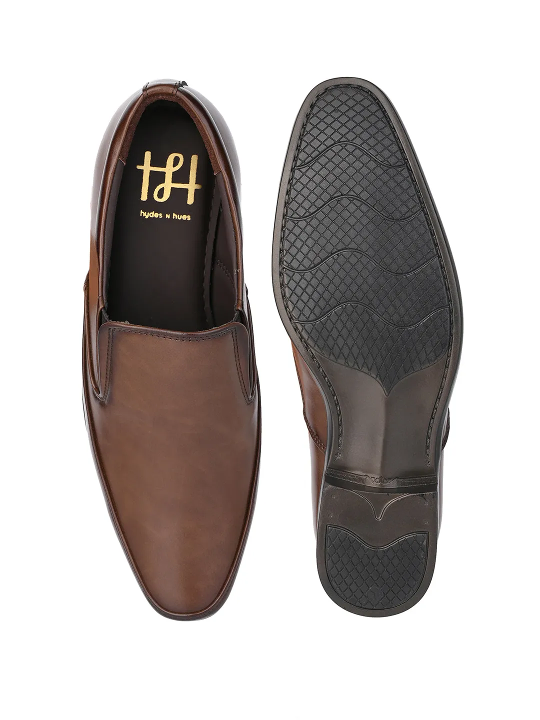 Hydes N Hues Men Brown Comfort Formal Slip-Ons
