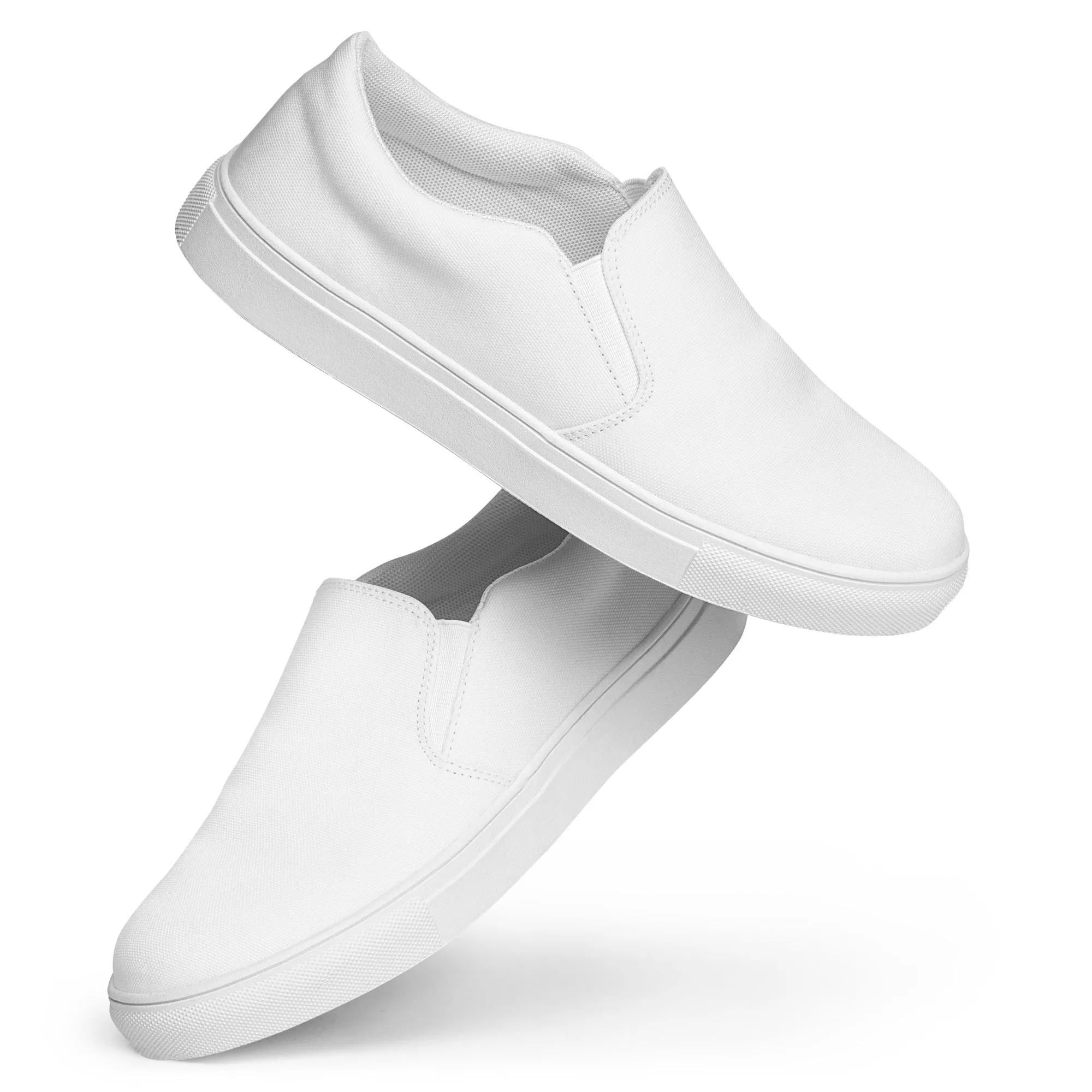 iSAW Mens White / White Black Slip-On Canvas Shoes