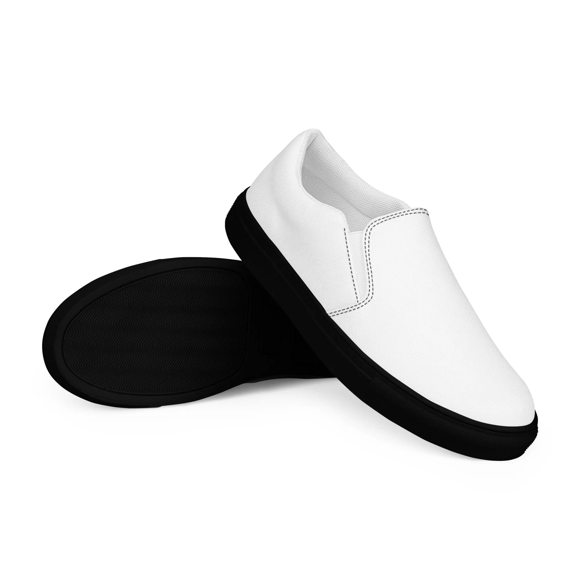 iSAW Mens White / White Black Slip-On Canvas Shoes