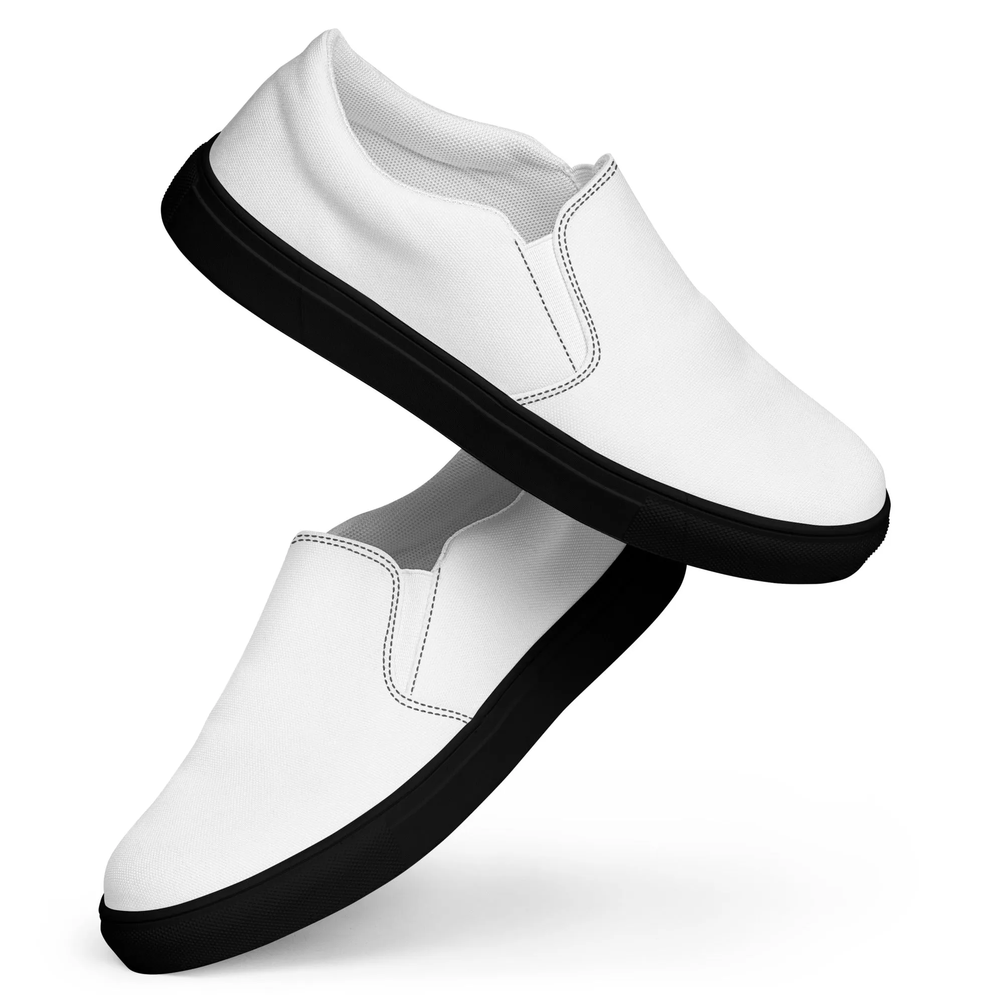 iSAW Mens White / White Black Slip-On Canvas Shoes