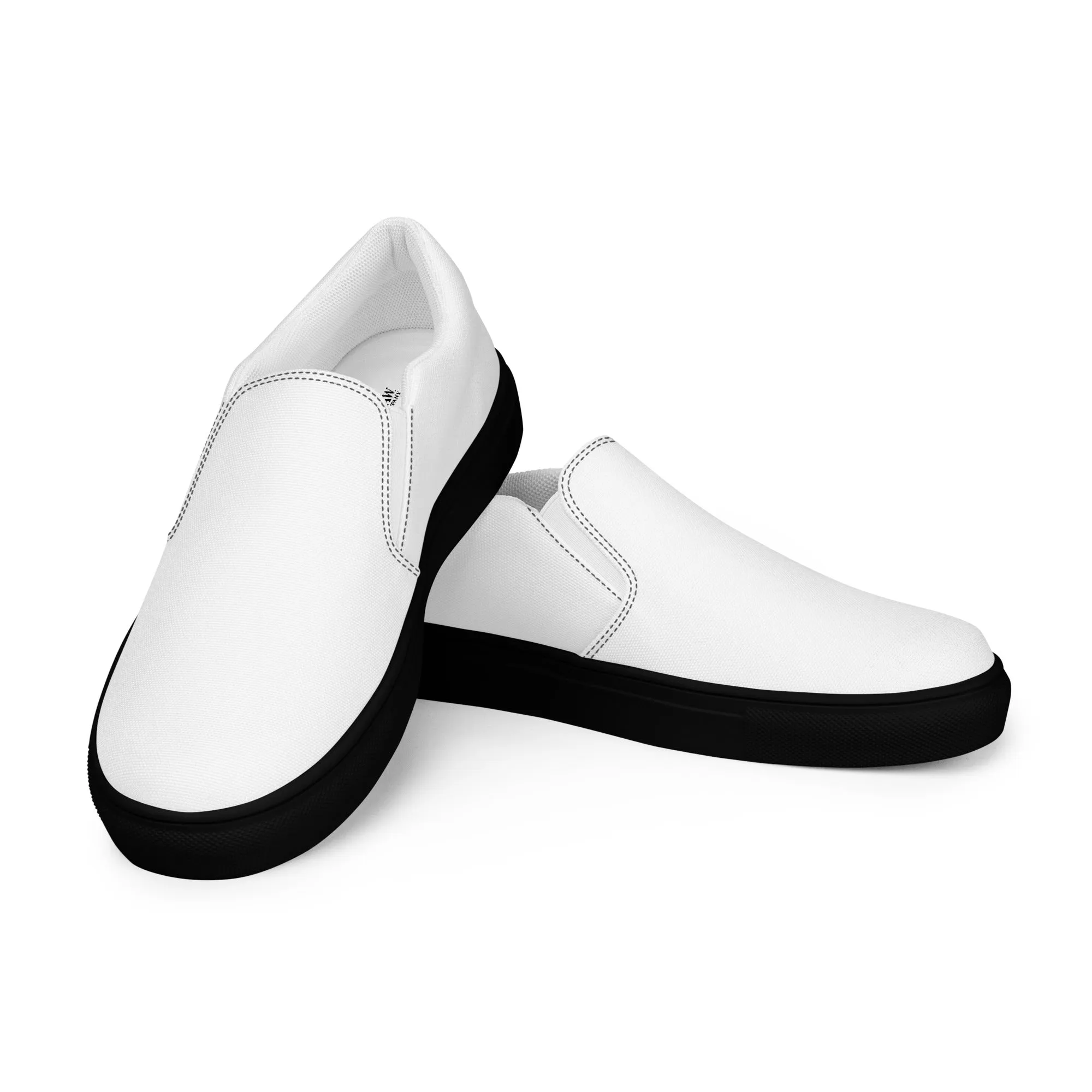 iSAW Mens White / White Black Slip-On Canvas Shoes