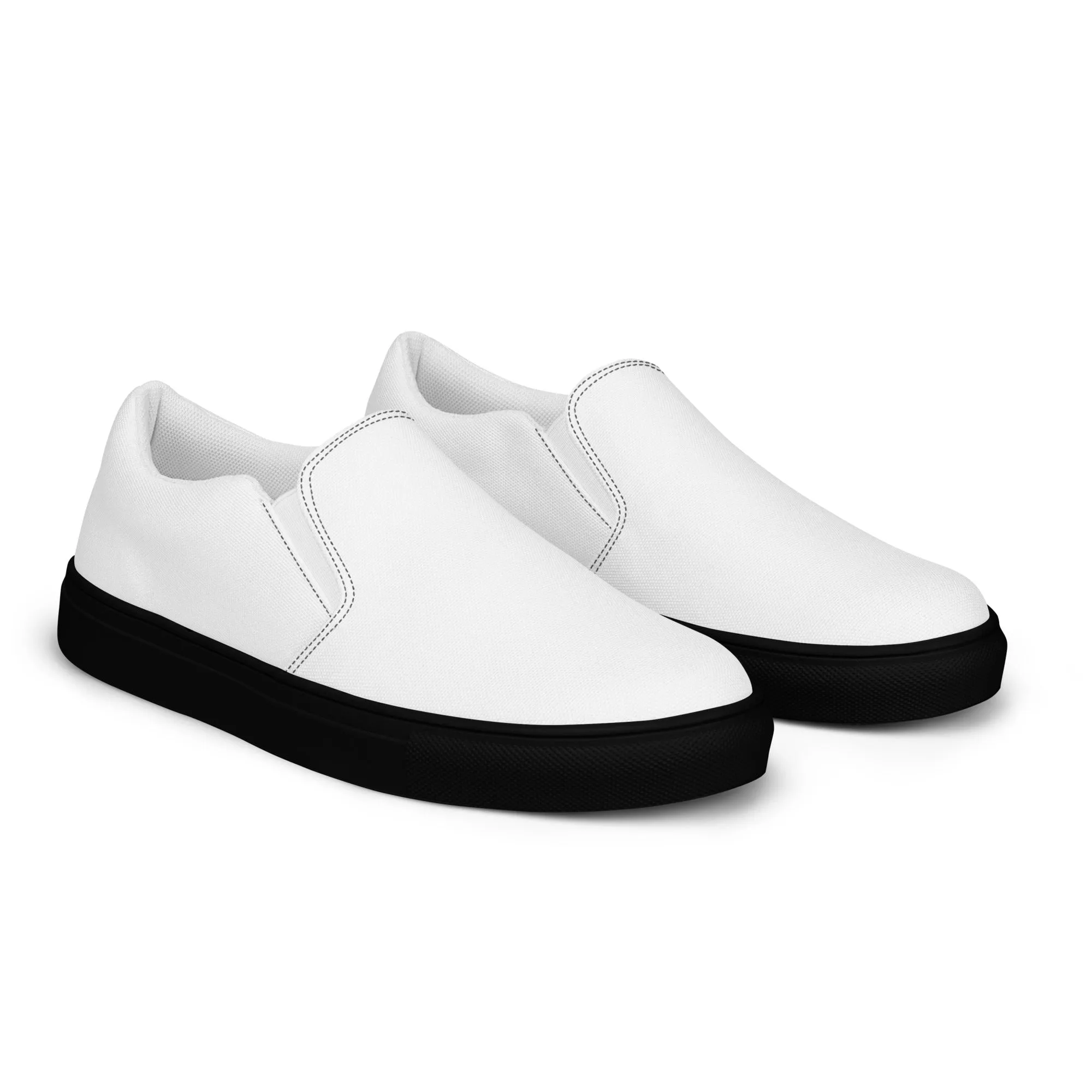 iSAW Mens White / White Black Slip-On Canvas Shoes