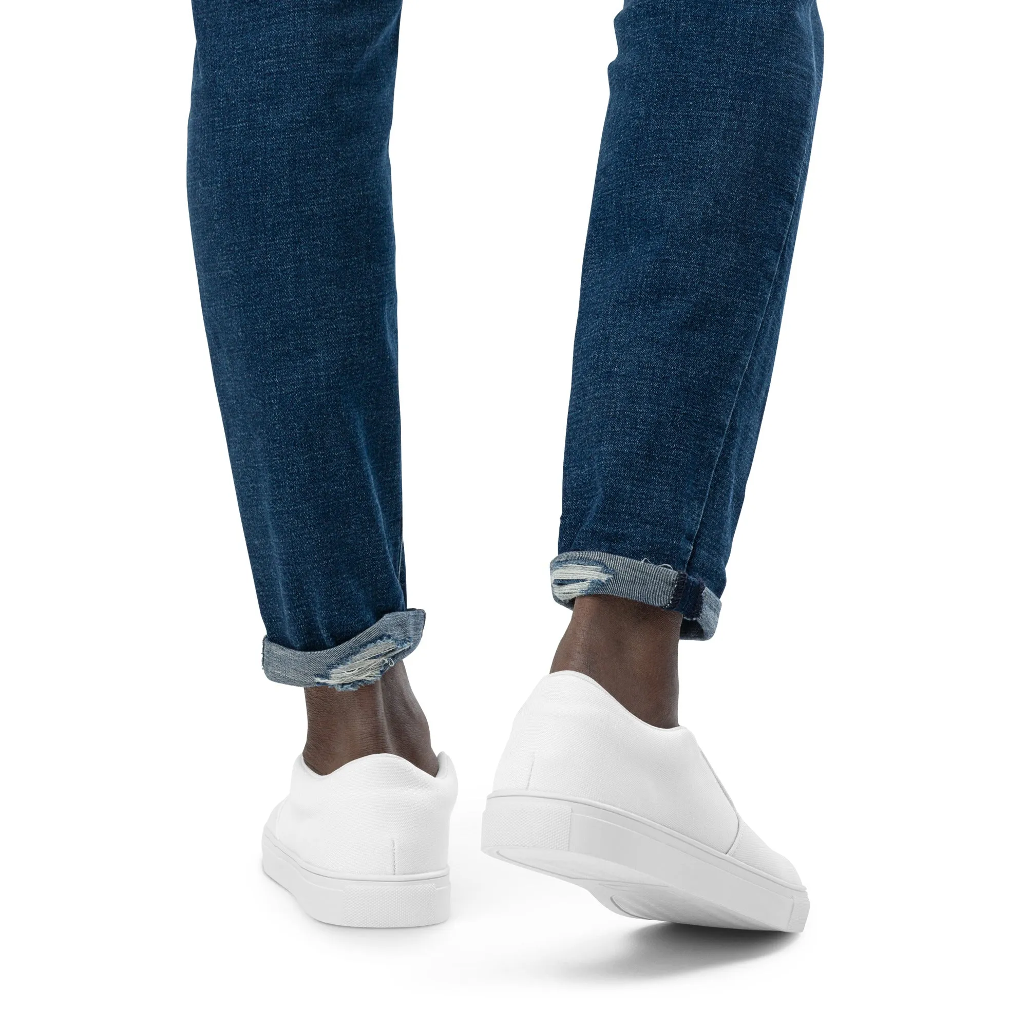 iSAW Mens White / White Black Slip-On Canvas Shoes