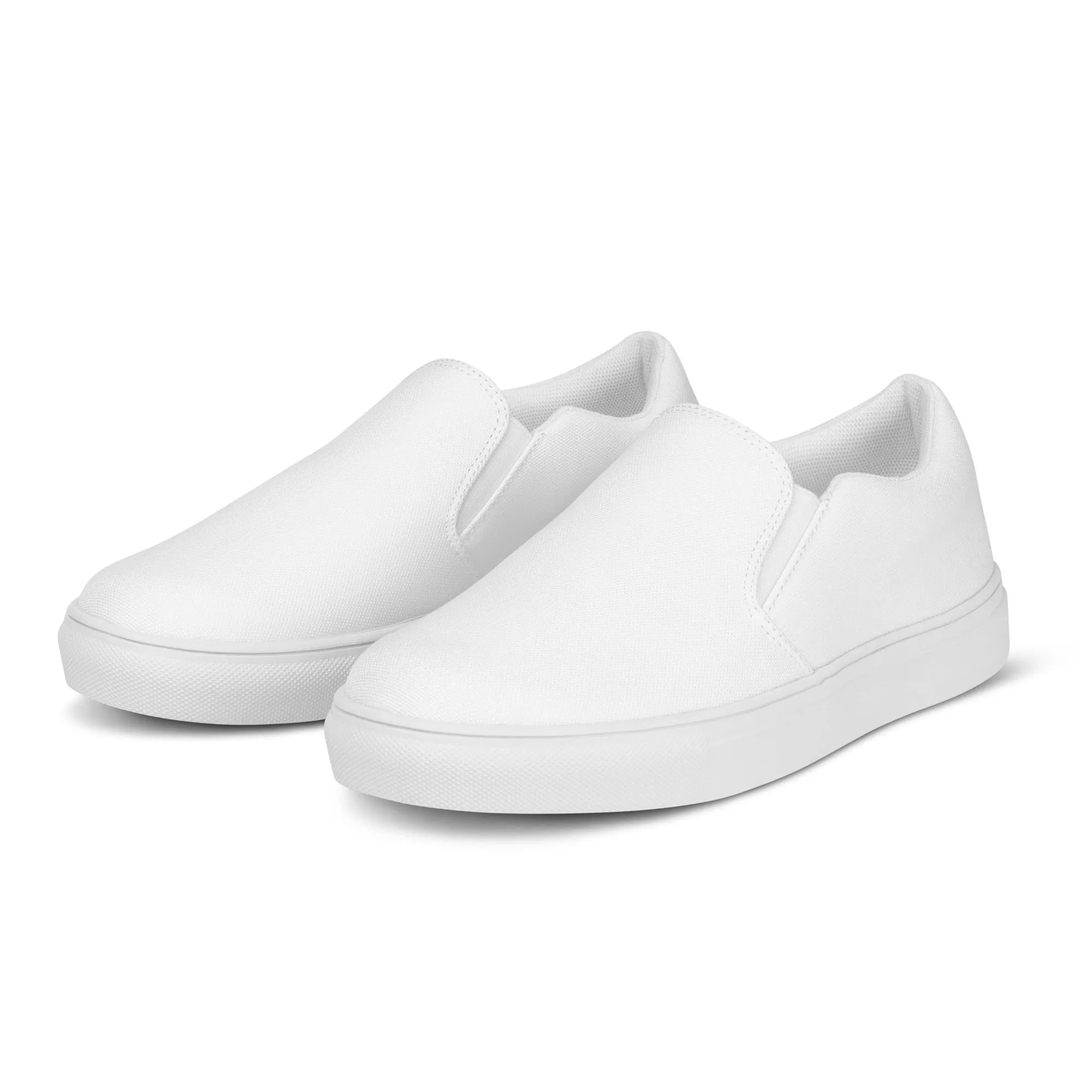 iSAW Mens White / White Black Slip-On Canvas Shoes