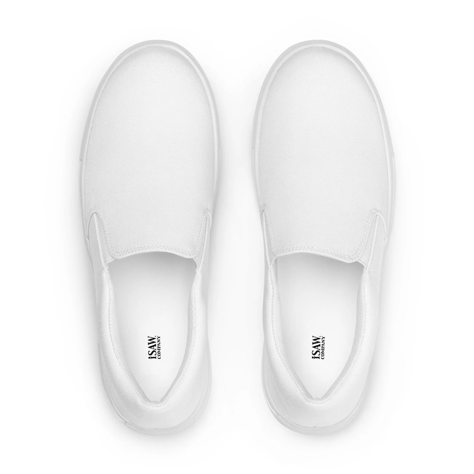 iSAW Mens White / White Black Slip-On Canvas Shoes