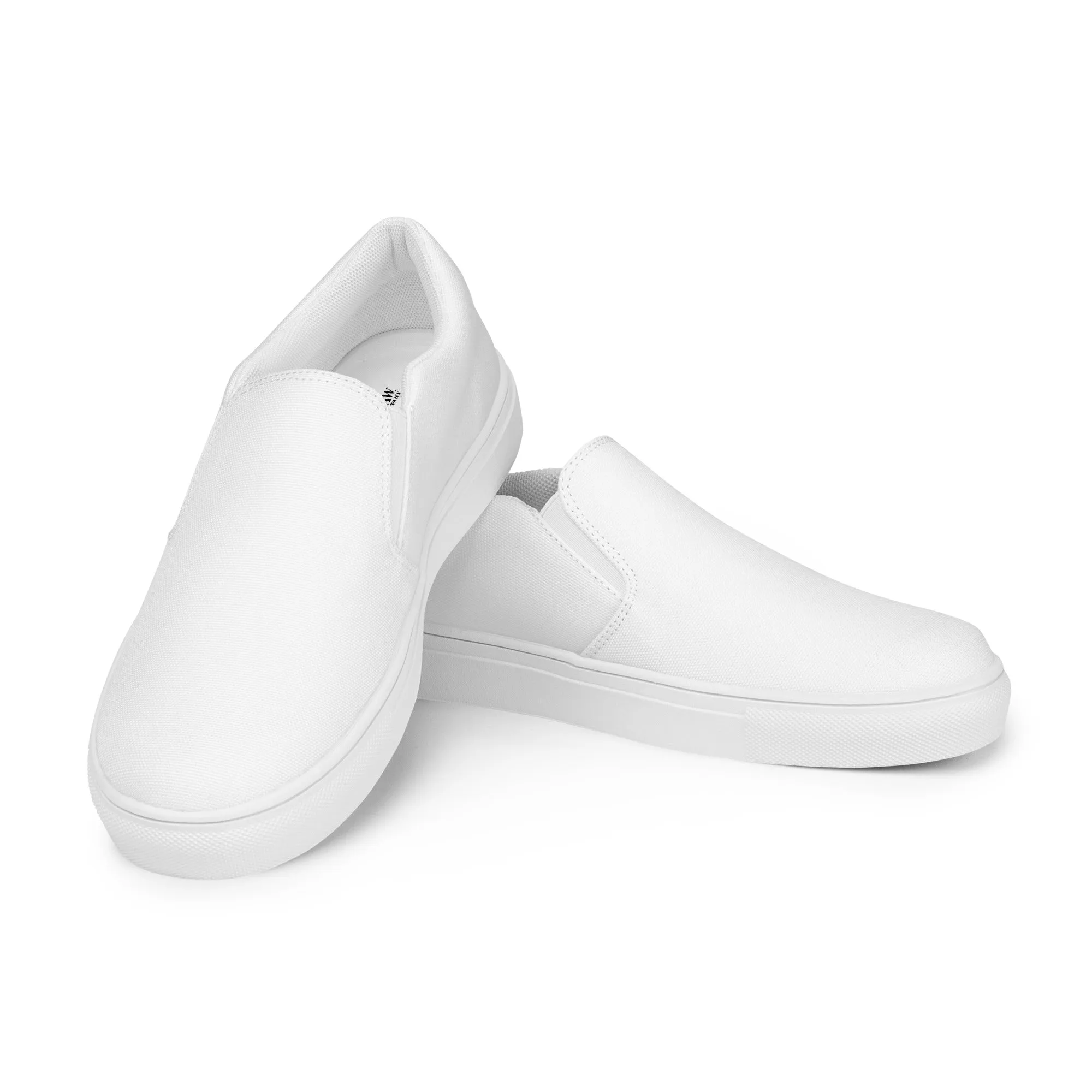 iSAW Mens White / White Black Slip-On Canvas Shoes