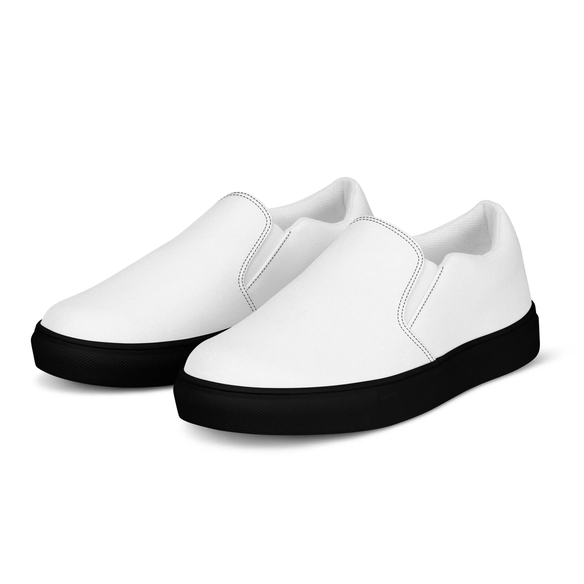 iSAW Mens White / White Black Slip-On Canvas Shoes