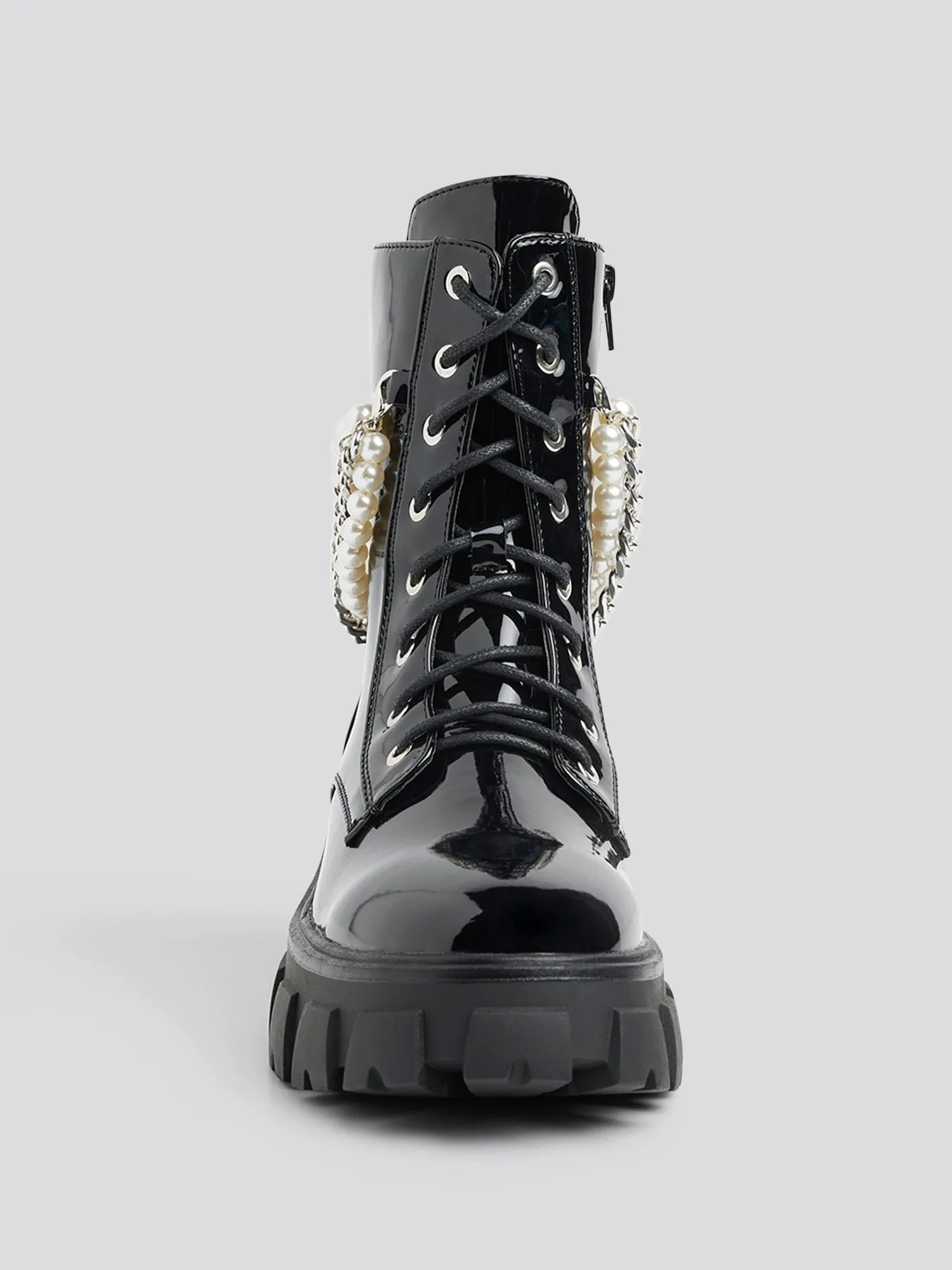 Jacki Pearl Chain Combat Boots