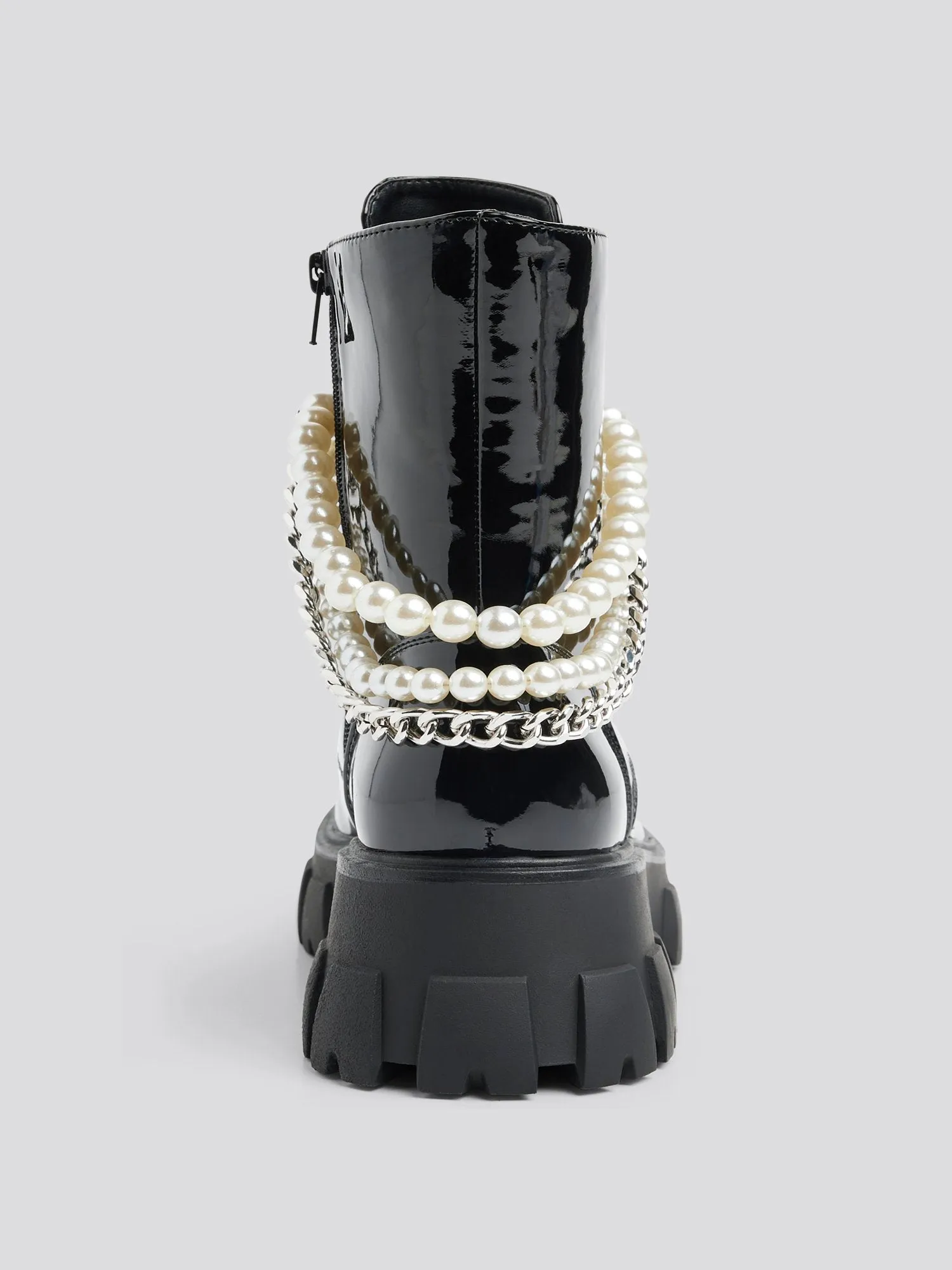 Jacki Pearl Chain Combat Boots