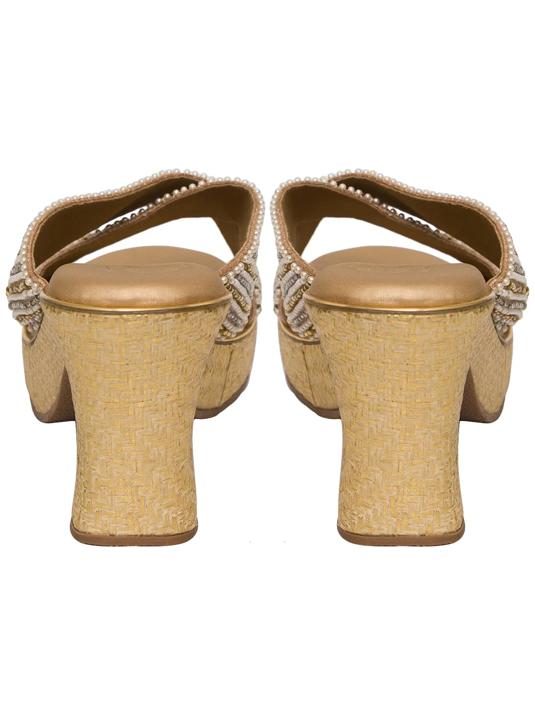 LATIKA SLIP ONS WITH BLOCK  HEELS