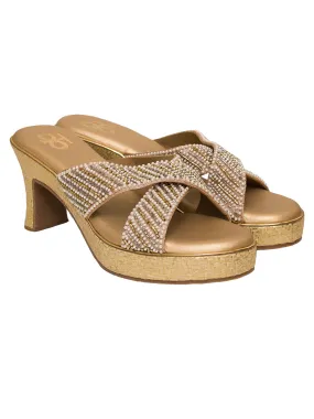 LATIKA SLIP ONS WITH BLOCK  HEELS