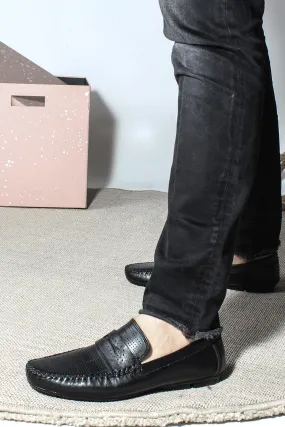 Men's Black Leather Loafers - Wessi