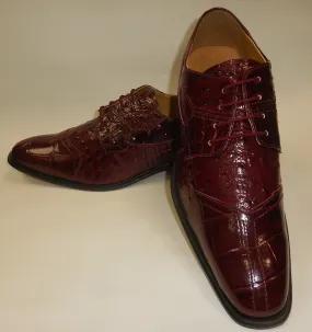 Mens Elegant Burgundy Croco-Look Dress Oxford Shoes Liberty LS1105
