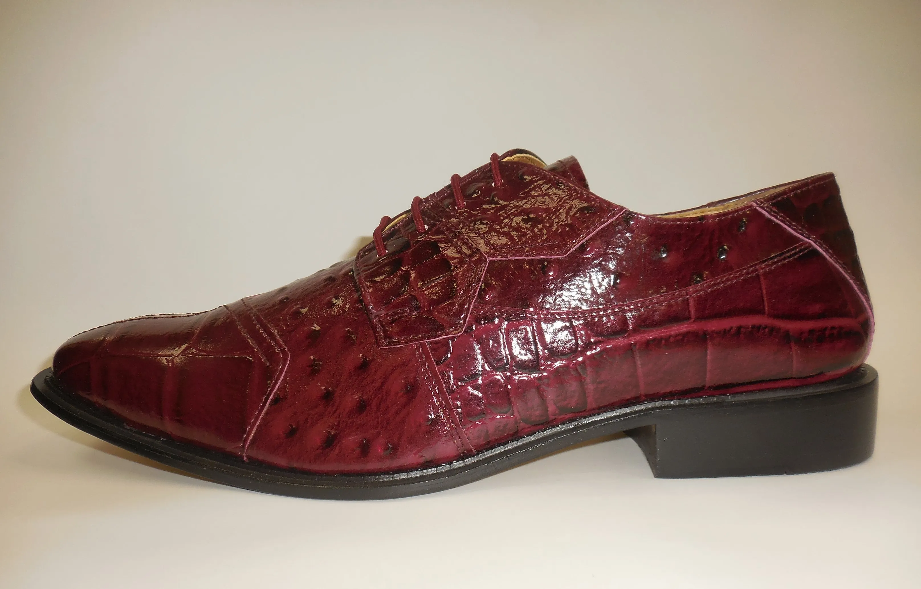 Mens Elegant Burgundy Croco-Look Dress Oxford Shoes Liberty LS1105