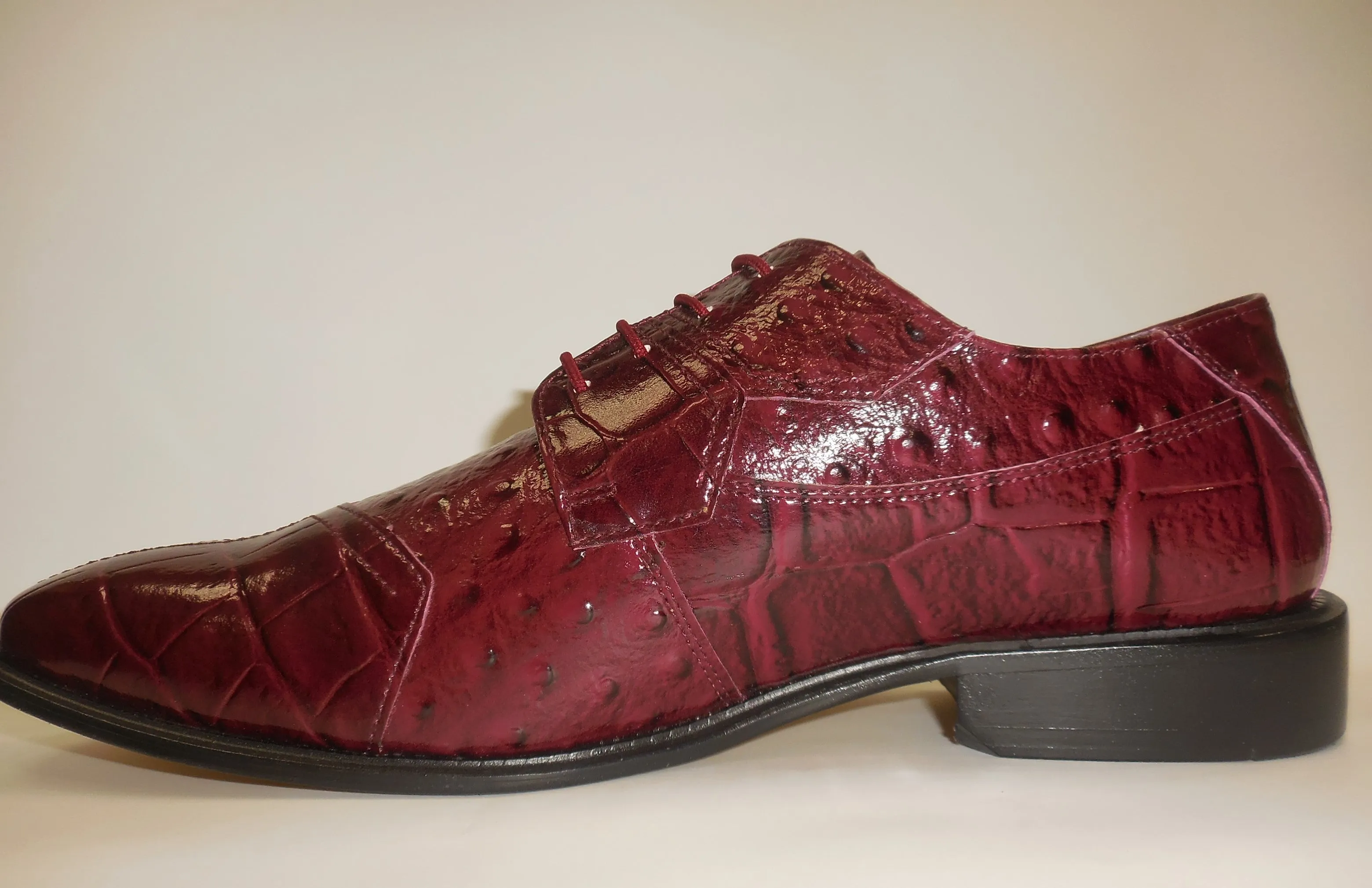 Mens Elegant Burgundy Croco-Look Dress Oxford Shoes Liberty LS1105
