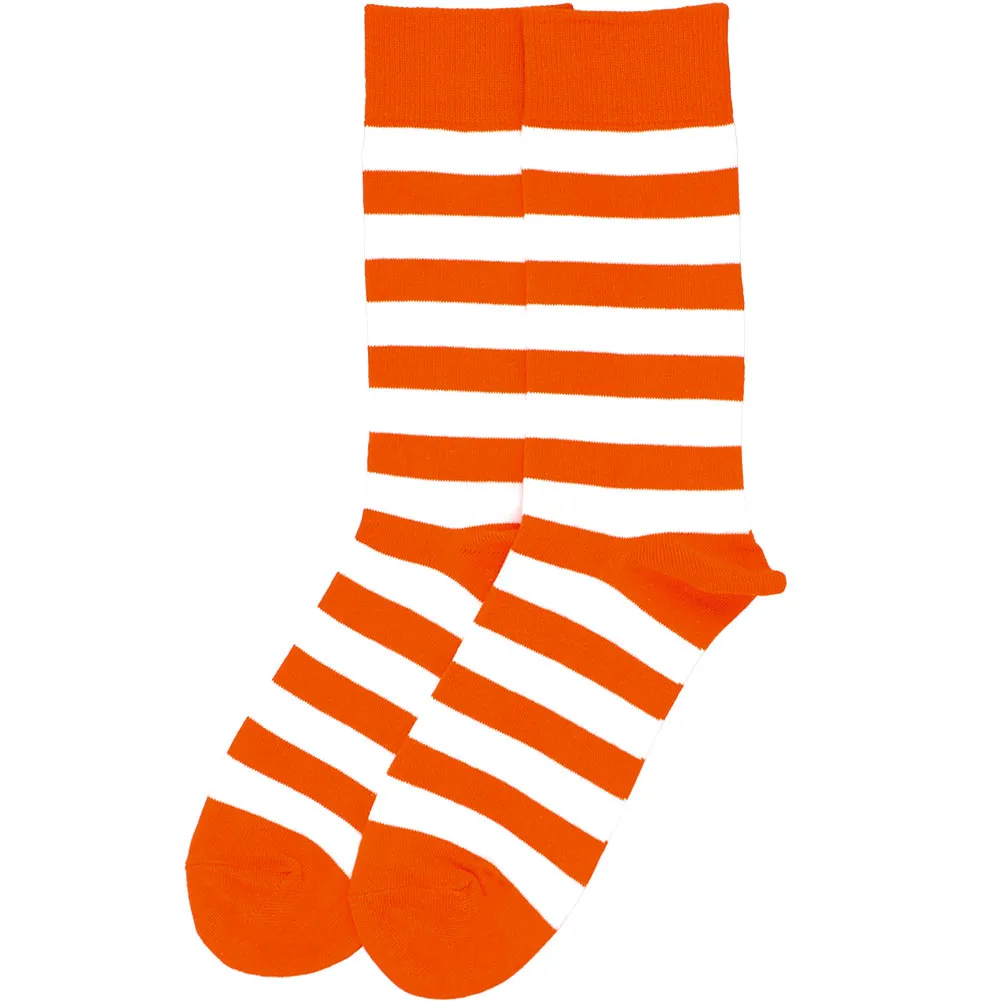 Men's Orange and White Striped Socks