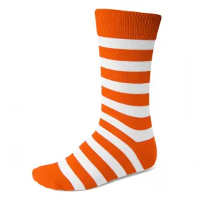 Men's Orange and White Striped Socks
