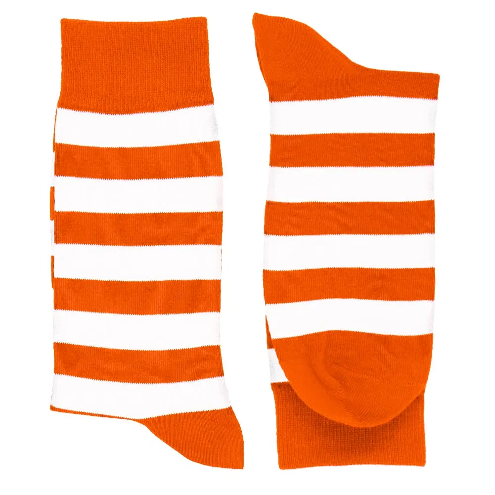 Men's Orange and White Striped Socks