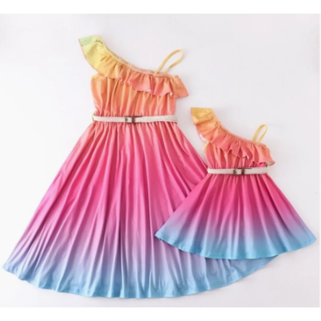 Mommy and Me Halo Rainbow Dresses