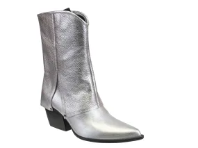NAKED FEET - CURIO in SILVER Heeled Mid Shaft Boots