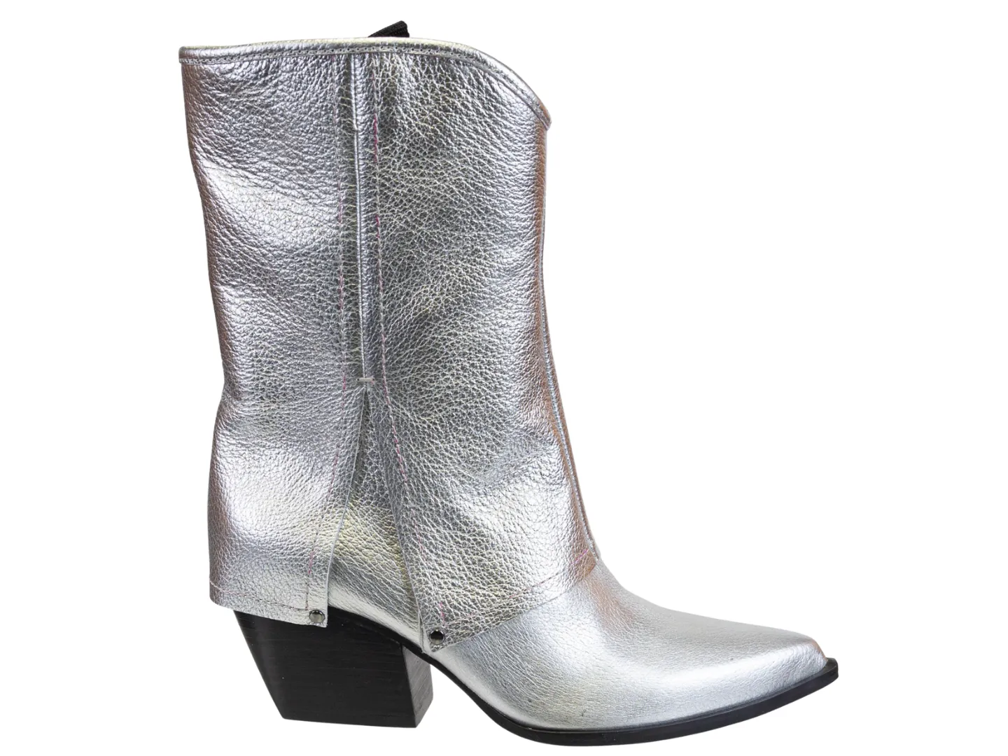 NAKED FEET - CURIO in SILVER Heeled Mid Shaft Boots