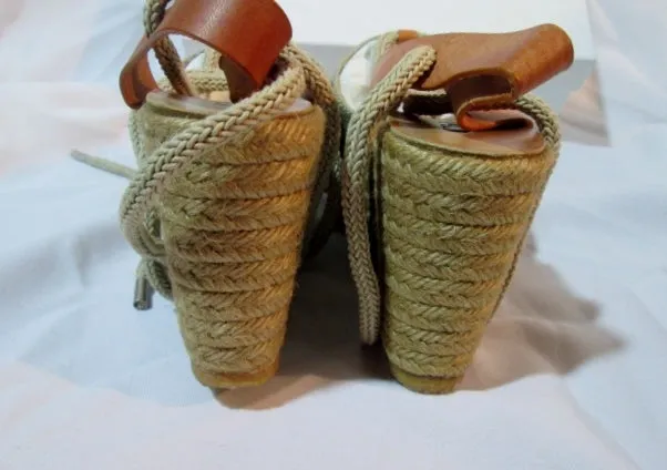 NEW CHLOE PLATFORM WEDGE ESPADRILLE Shoe Sandal 36 / 6 NATURAL ESPERDRILLES