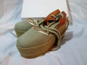 NEW CHLOE PLATFORM WEDGE ESPADRILLE Shoe Sandal 36 / 6 NATURAL ESPERDRILLES