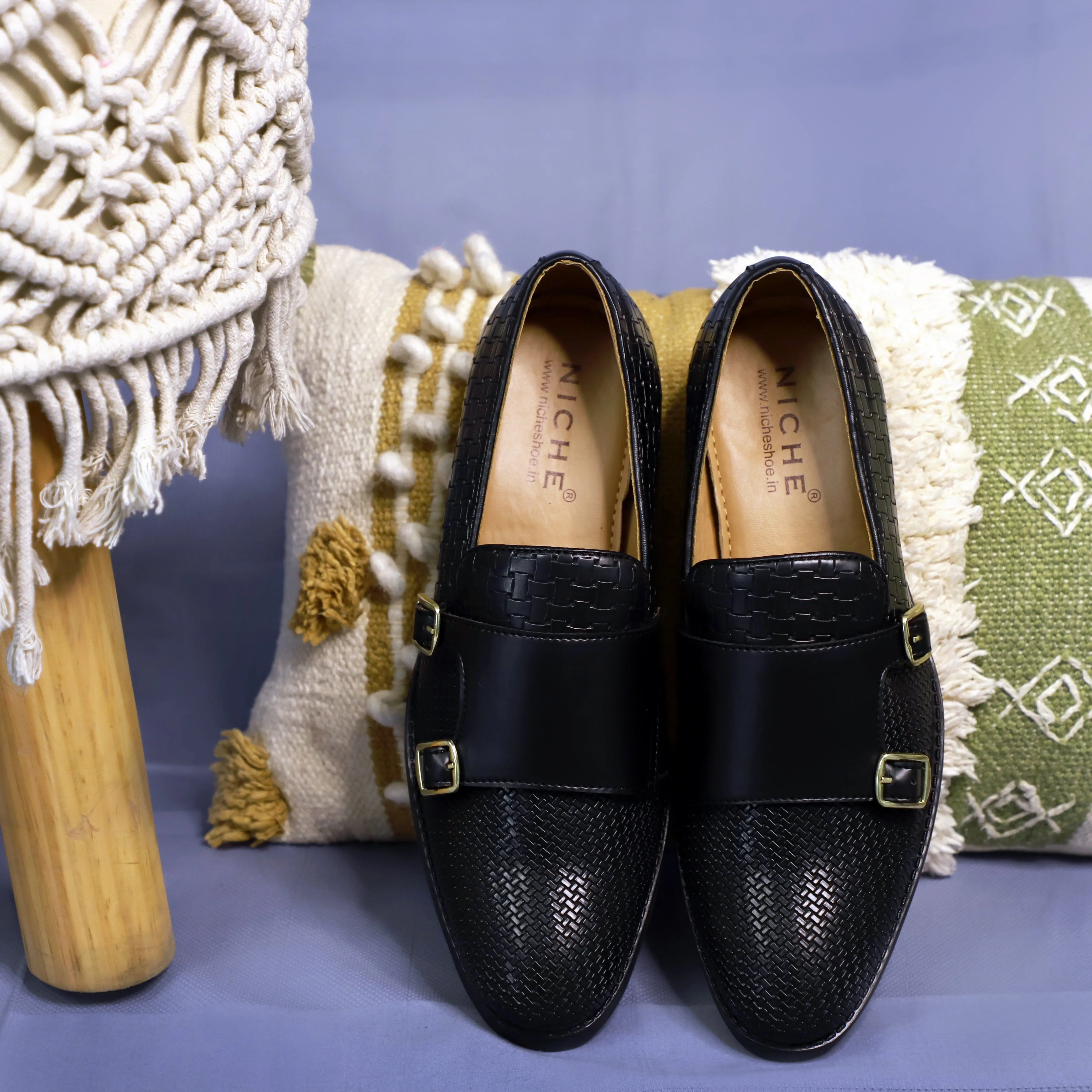 NICHE Black Roman Double Monk Slip-Ons