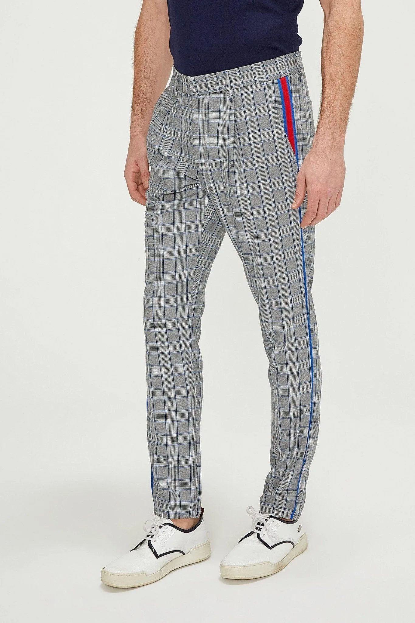 Patterned Slim Fit Causal Trouser - Grey Sax