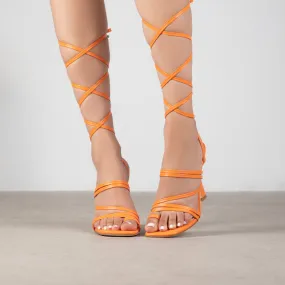 RAID Credence Lace Up Heel in Orange