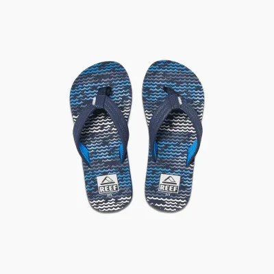 Reef Kids Ahi Flip Flops - Blue Horizon Wave