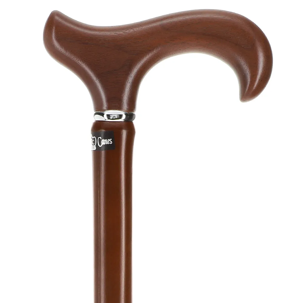 Scratch and Dent Walnut Derby Handle Cane with Dark Bamboo Shaft V2111