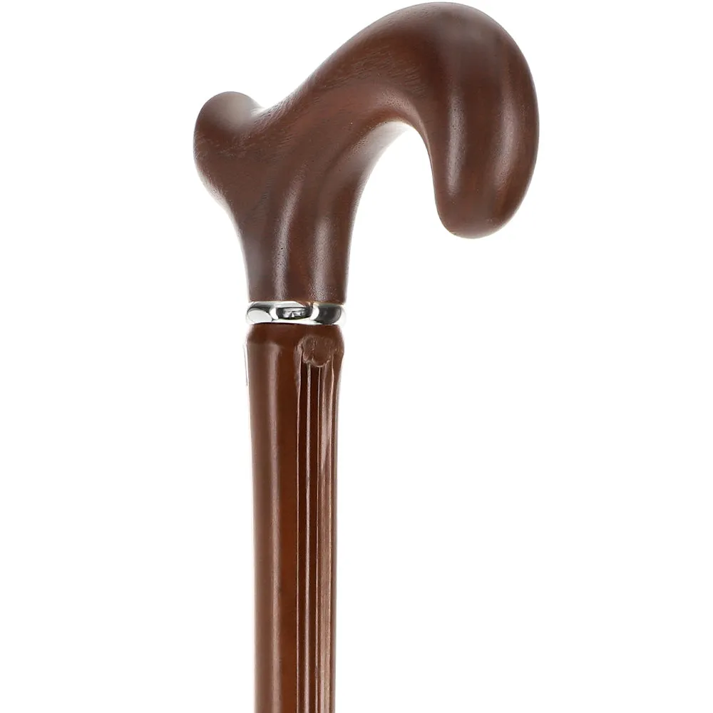 Scratch and Dent Walnut Derby Handle Cane with Dark Bamboo Shaft V2111