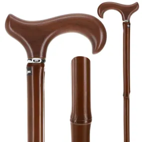 Scratch and Dent Walnut Derby Handle Cane with Dark Bamboo Shaft V2111
