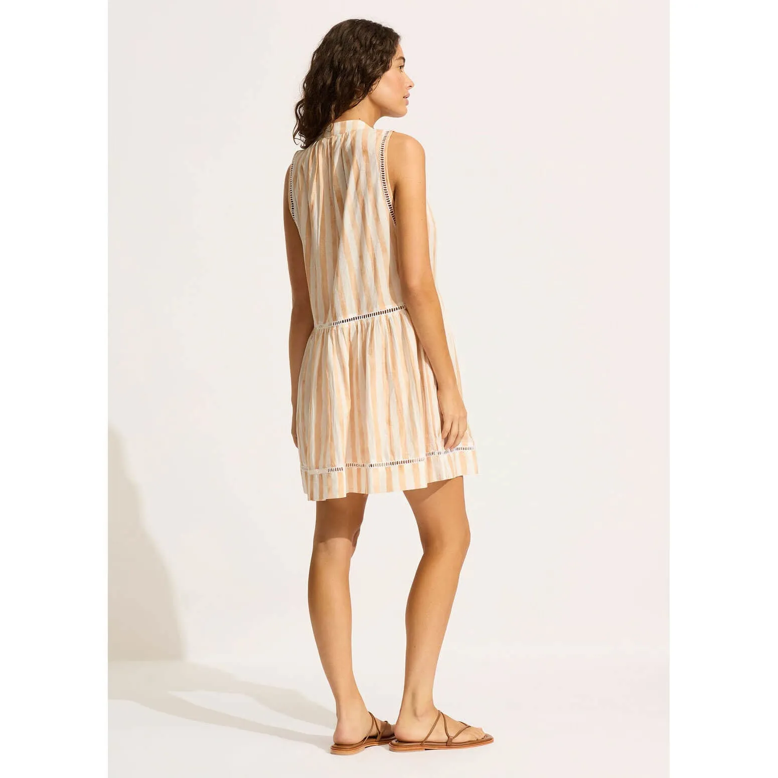 Seafolly Beach Edit Ladder Stripe Dress Cover Up - Ecru