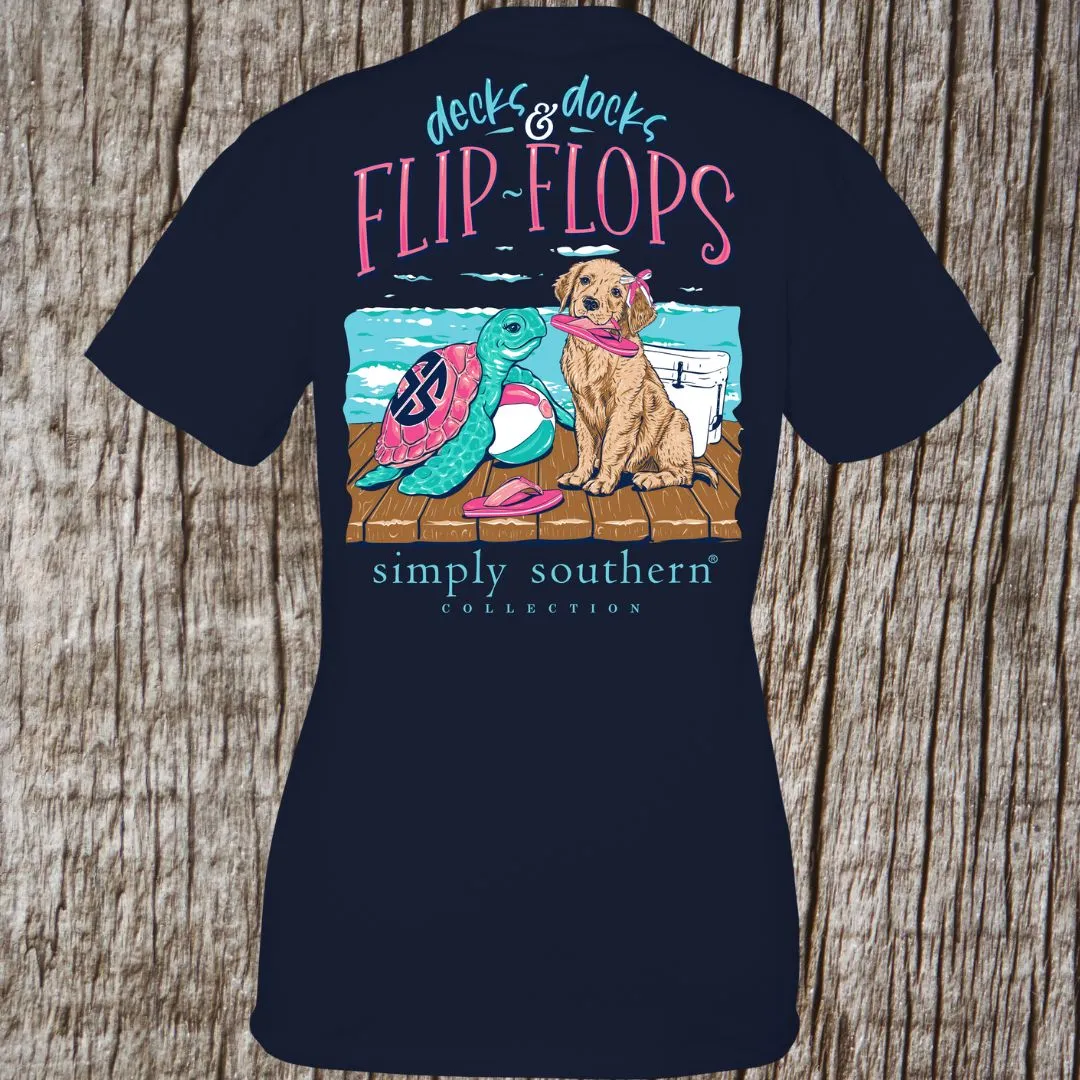 SIMPLY SOUTHERN PREPPY DECKS DOCKS FLIP FLOPS T-SHIRT