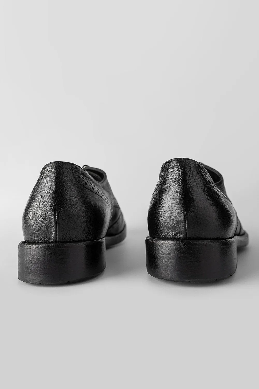 SLOANE black-ash brogue derby shoes.