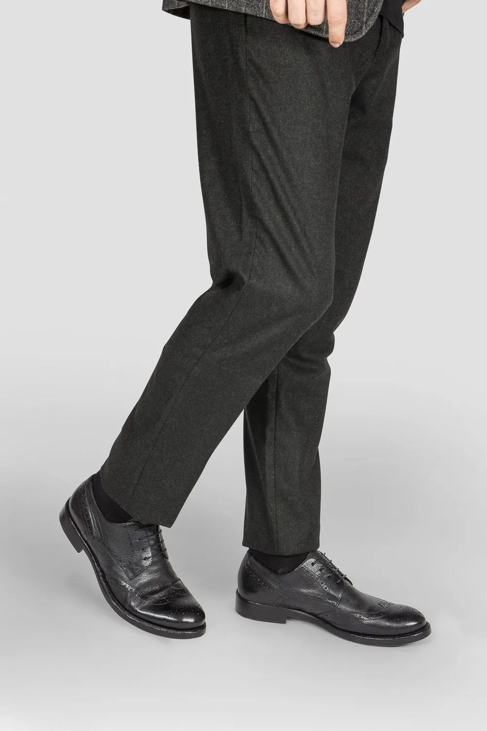 SLOANE black-ash brogue derby shoes.