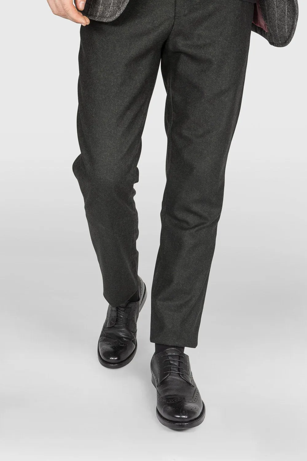 SLOANE black-ash brogue derby shoes.