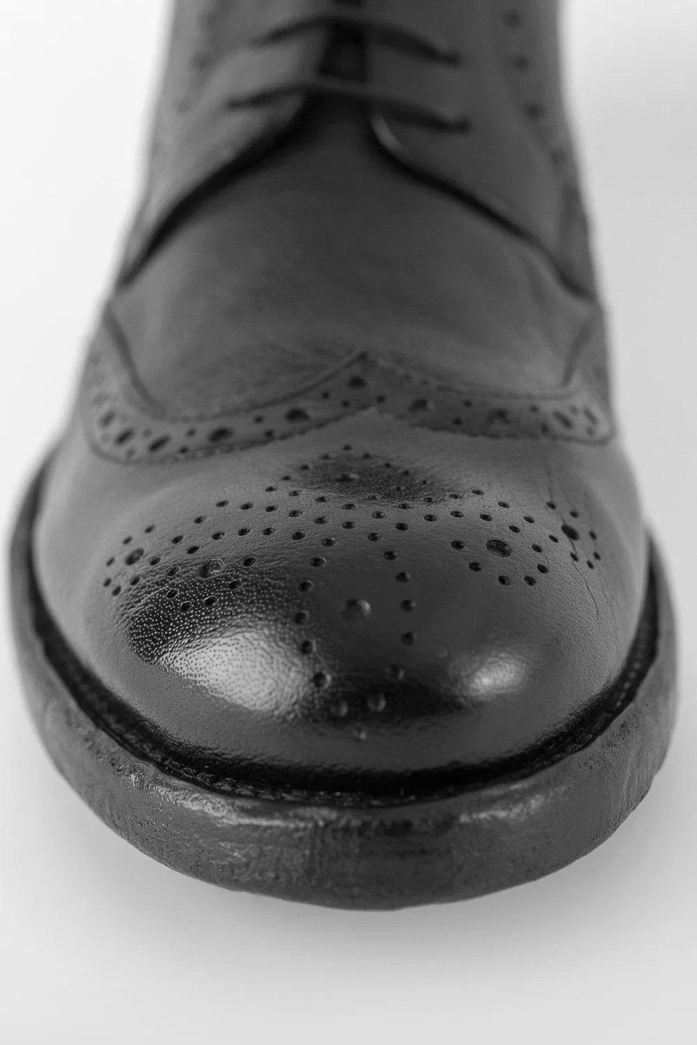 SLOANE black-ash brogue derby shoes.