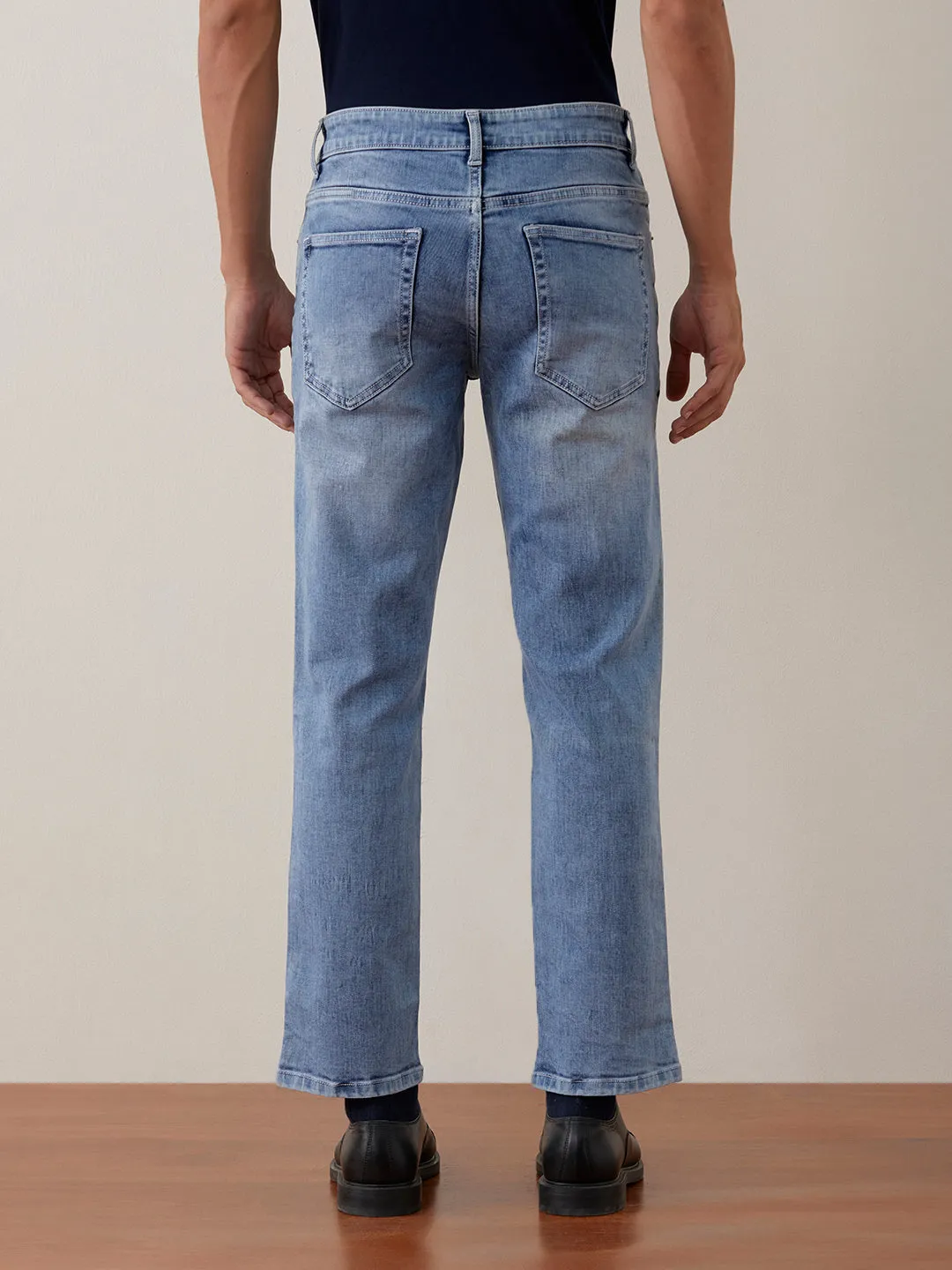 Straight Fit Light Blue Plain Jeans