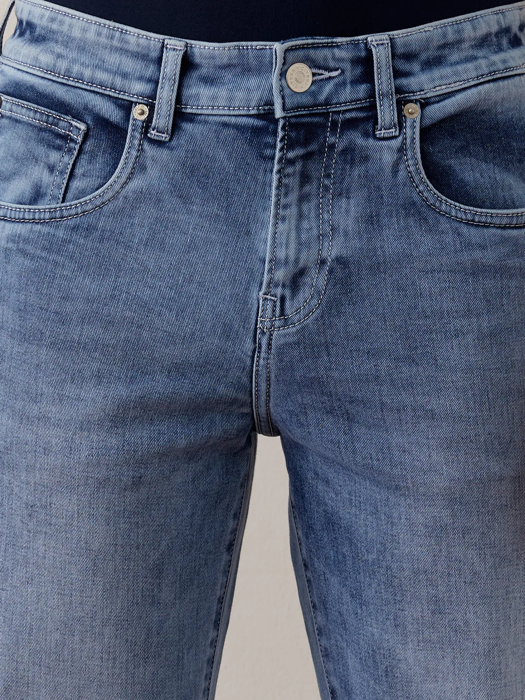 Straight Fit Light Blue Plain Jeans