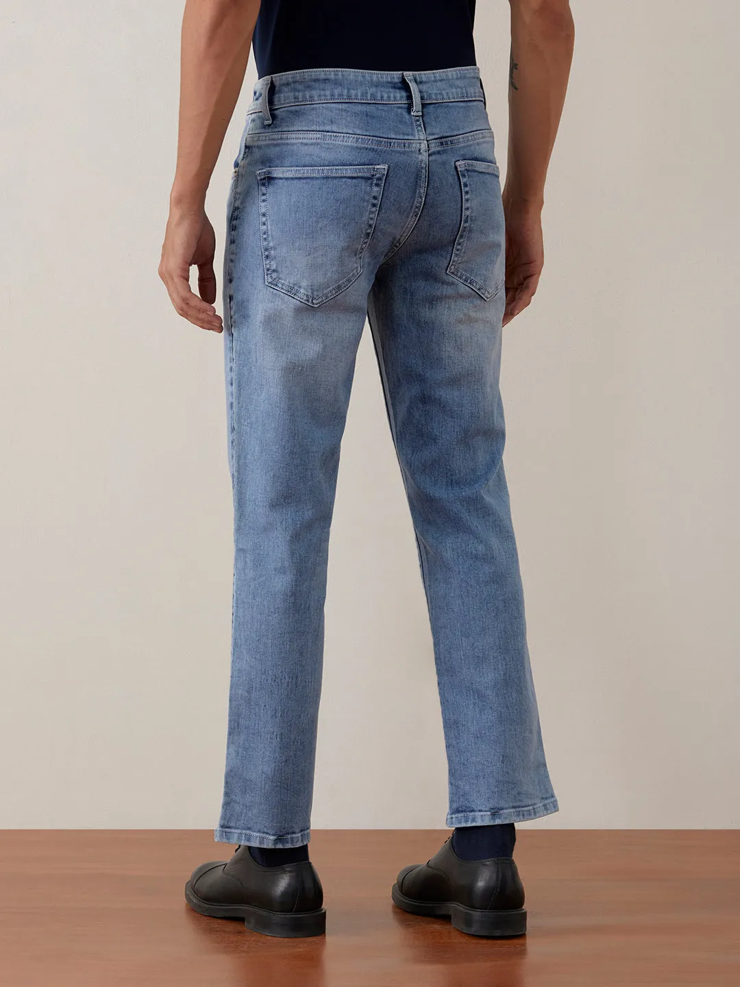 Straight Fit Light Blue Plain Jeans
