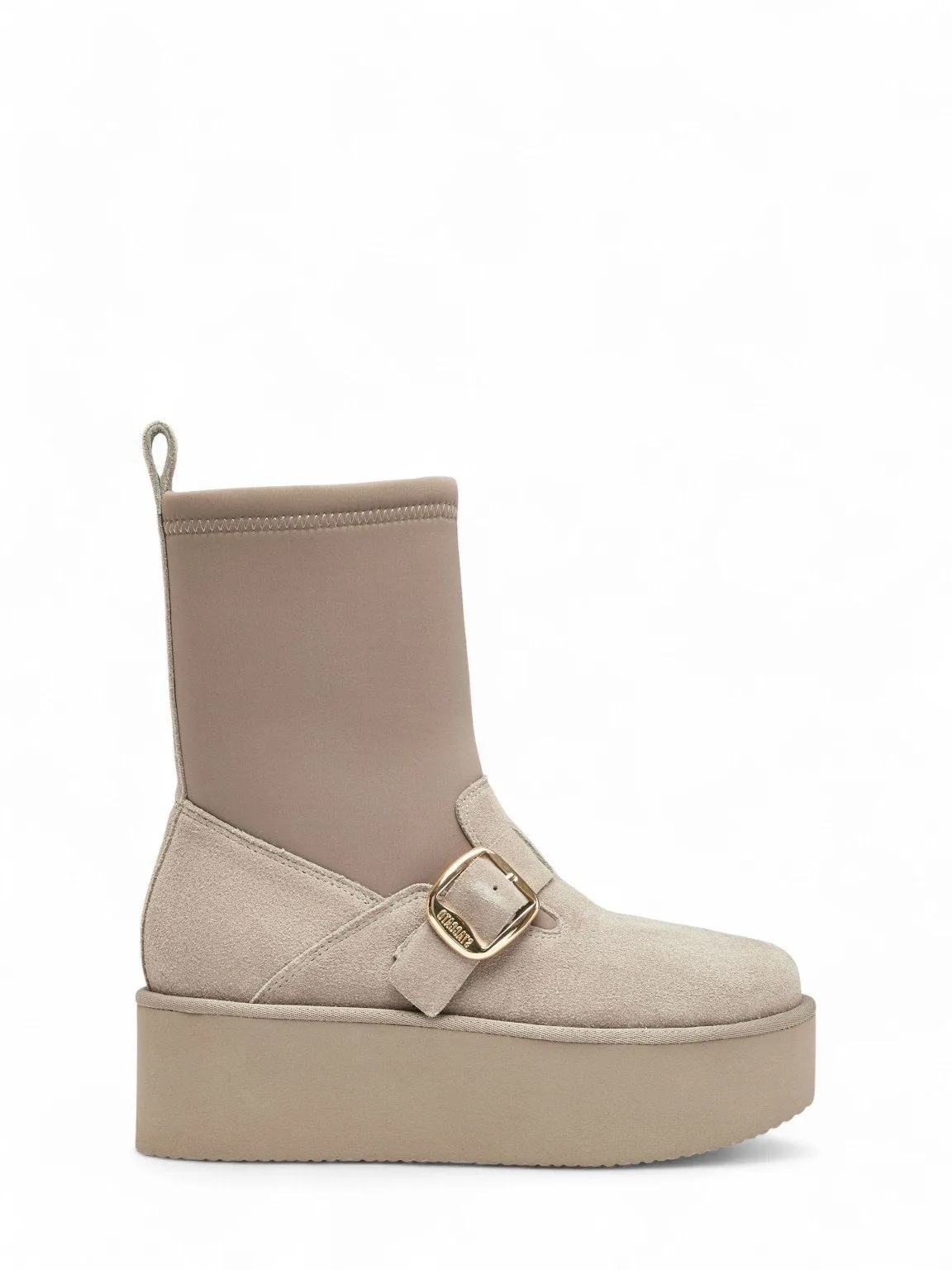 Stretch Buckle Platform Boots