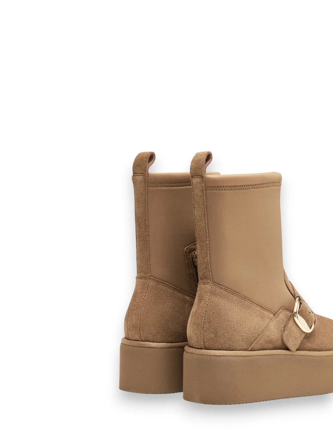 Stretch Buckle Platform Boots