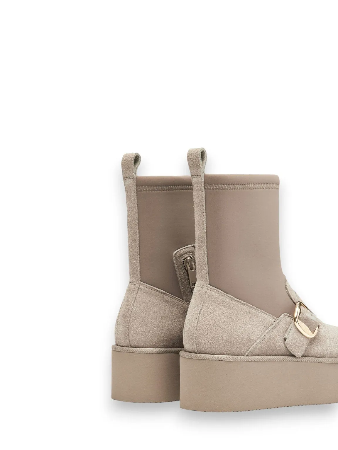 Stretch Buckle Platform Boots